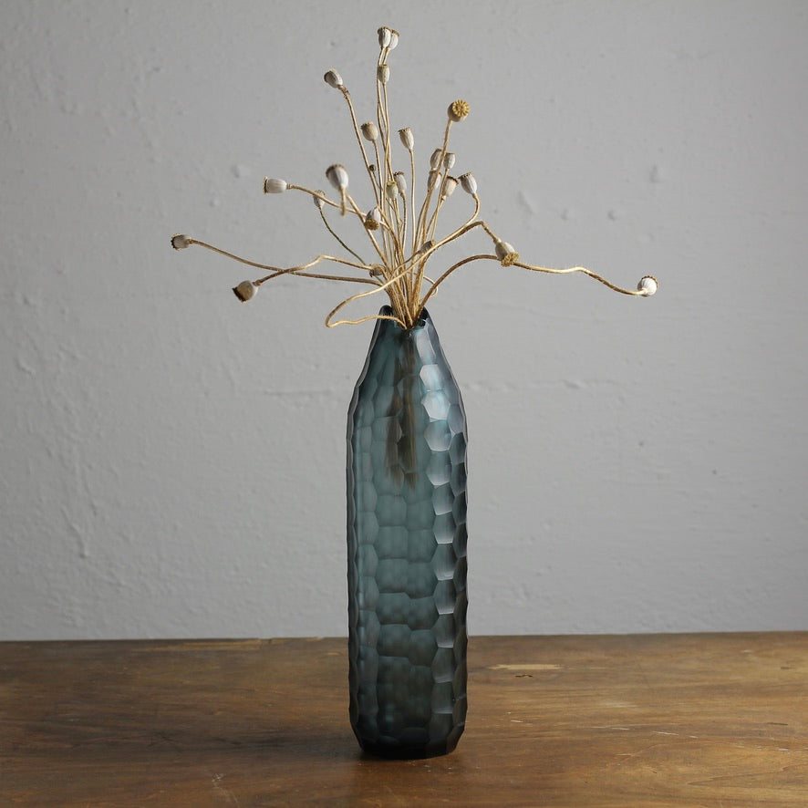 Vintage Hand-Blown Honeycomb Frosted Glass Vase