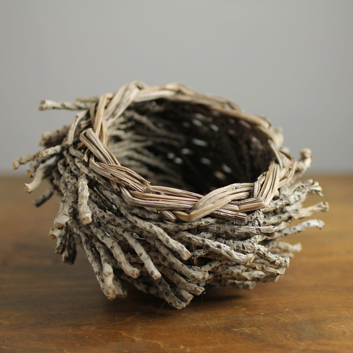 Hand-Woven Natural Twig Bird's Nest Basket