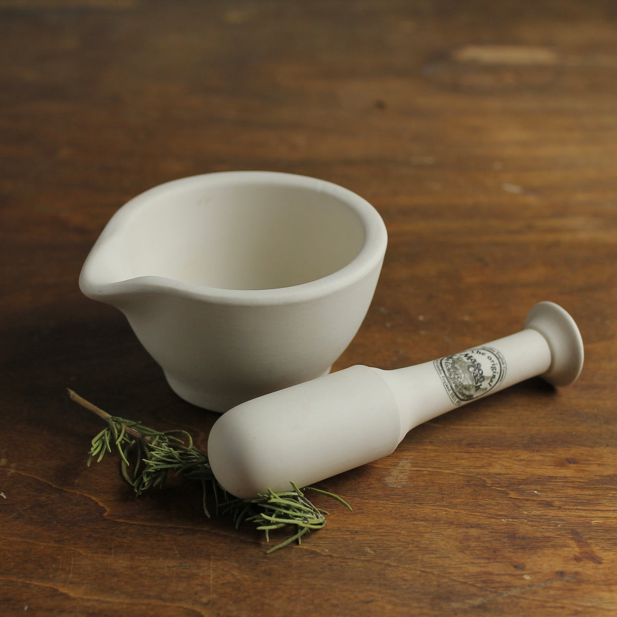 Vintage "The Original Mason Cash" Vitrified Ceramic Mortar & Pestle, England, Late 20th Century