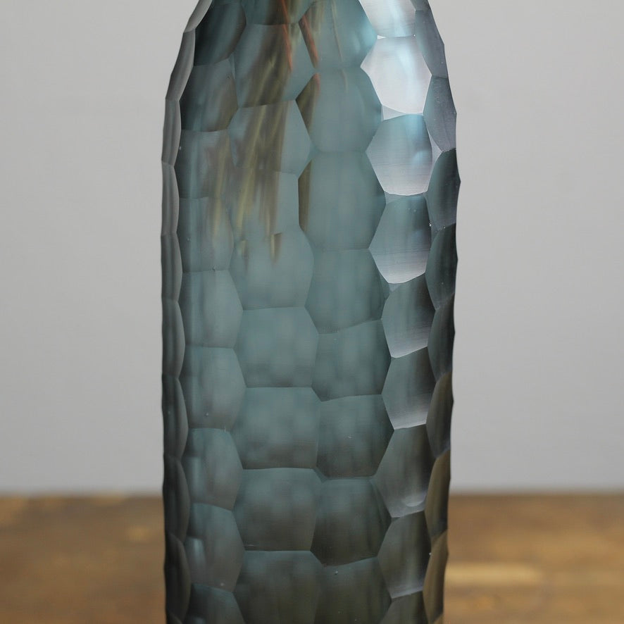 Vintage Hand-Blown Honeycomb Frosted Glass Vase