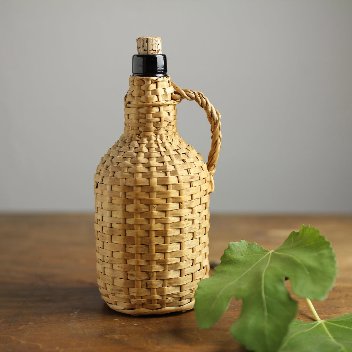 Vintage Wicker-Wrapped Demijohn Bottle