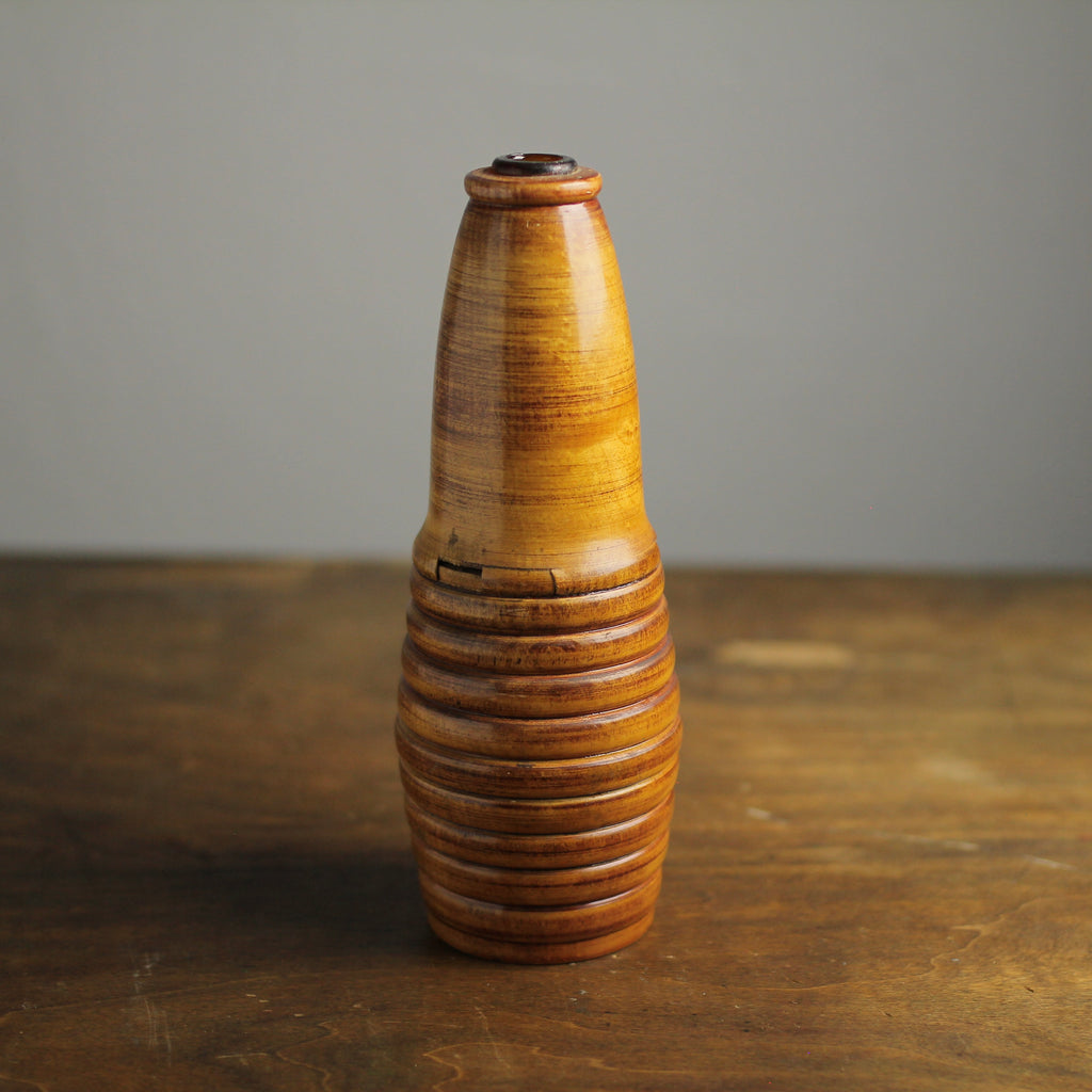 19th Century Antique Treenware Traveling Bottle