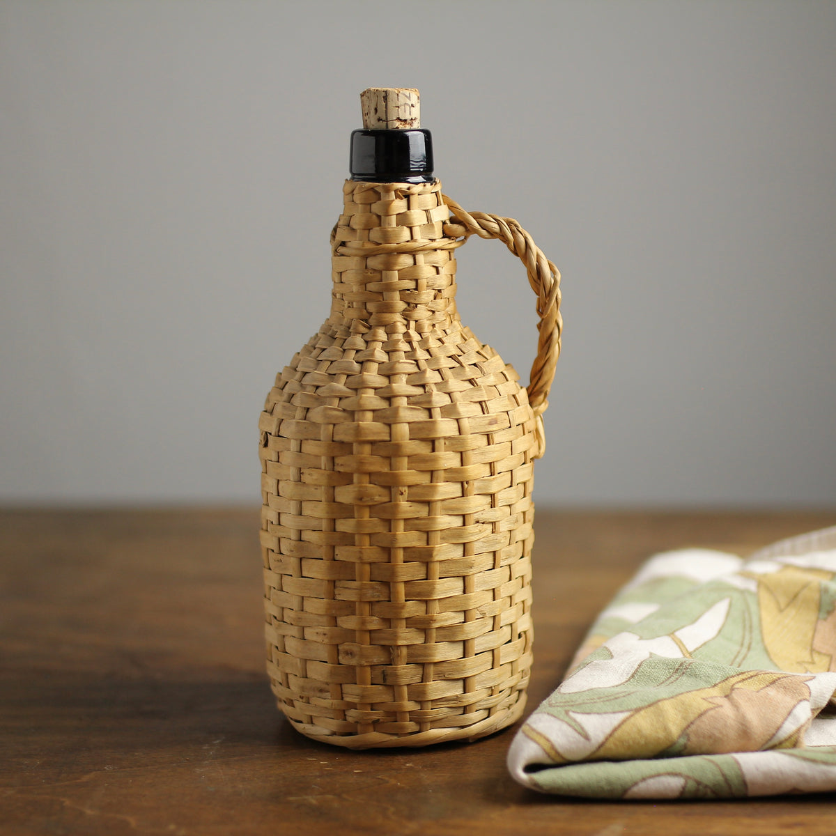 Vintage Wicker-Wrapped Demijohn Bottle