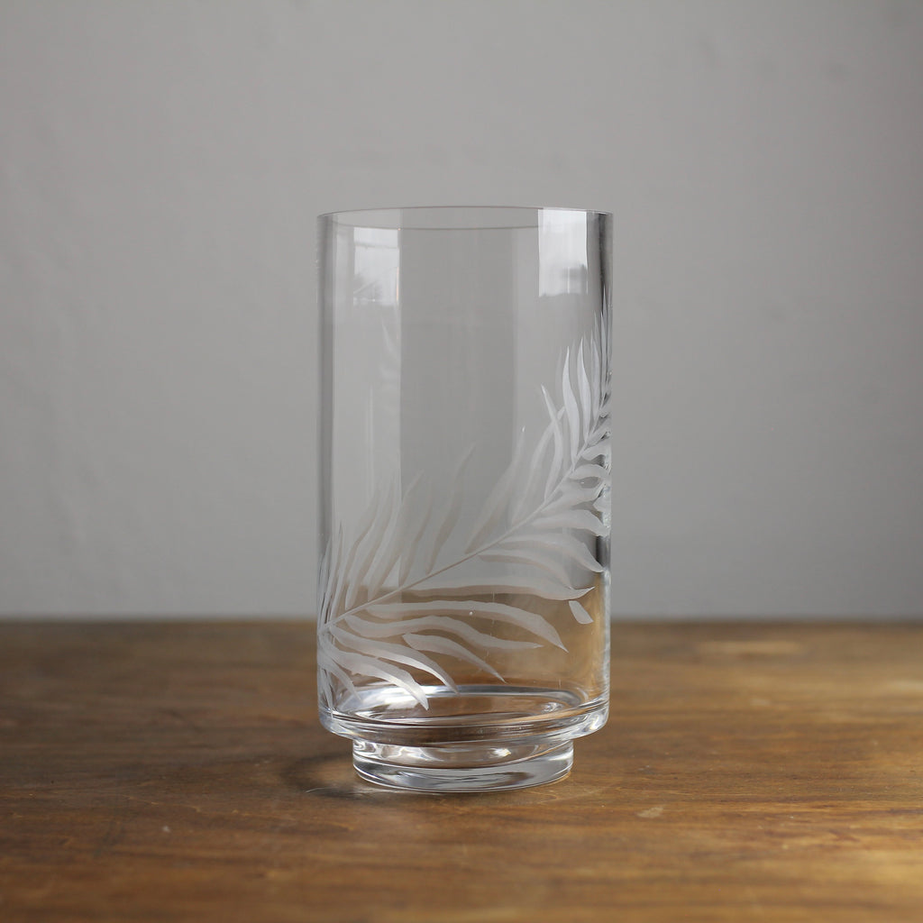 Vintage Etched-Glass Fern Motif Vase