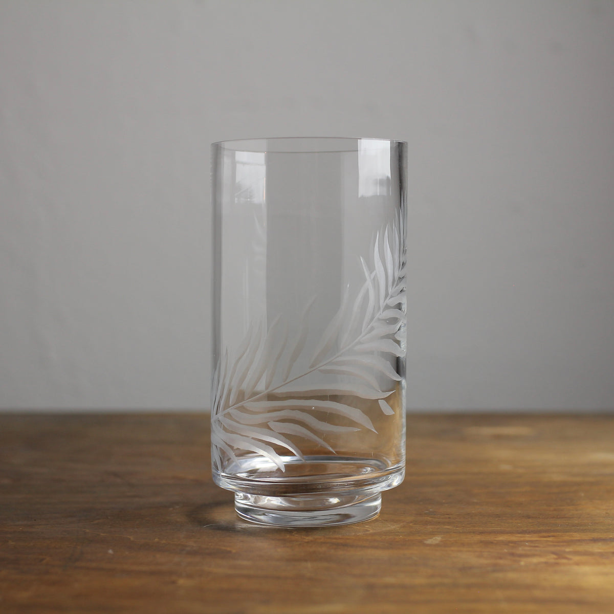 Vintage Etched-Glass Fern Motif Vase