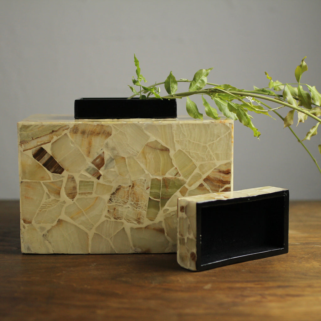 Mosaic-Style Stone Inlay Decorative Box