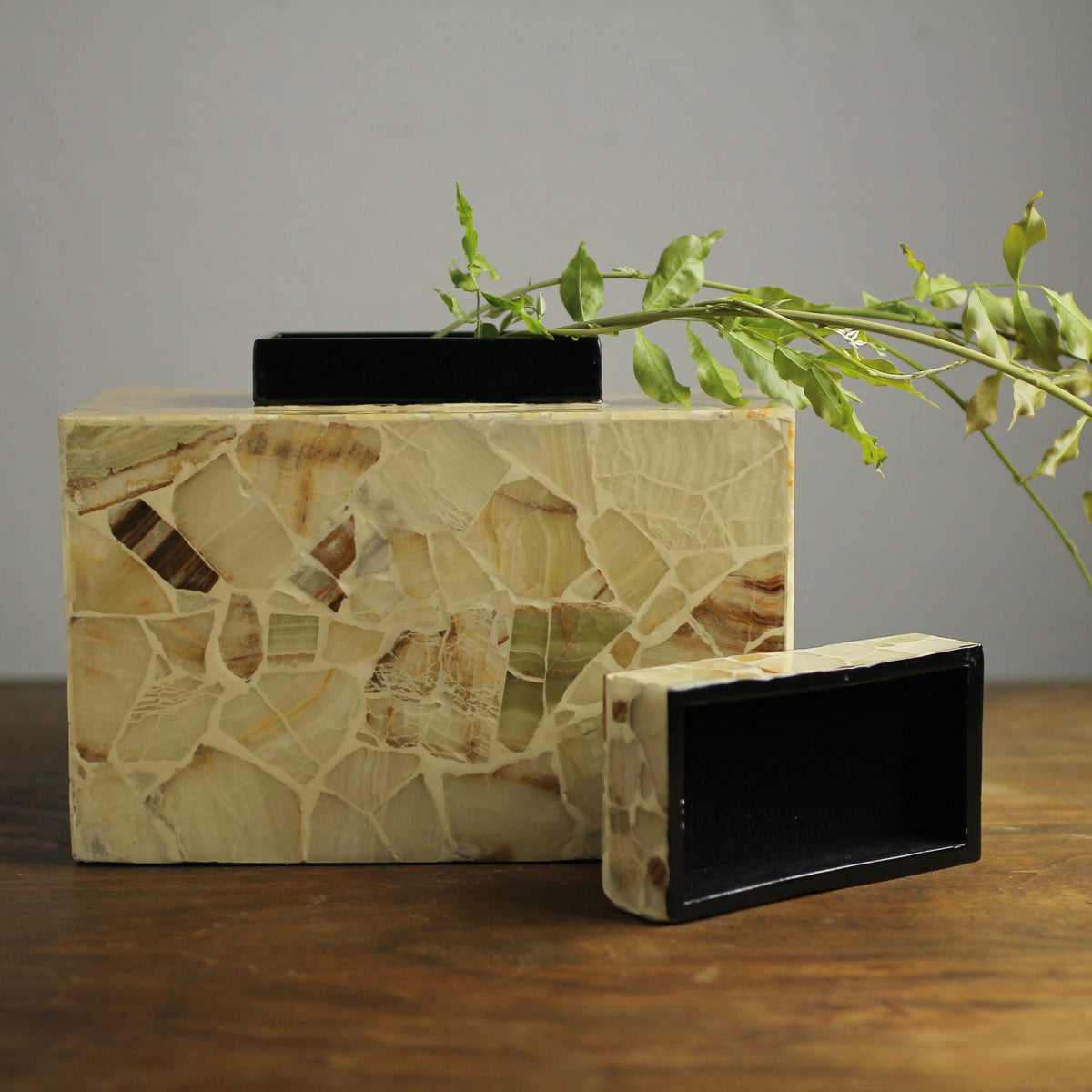 Mosaic-Style Stone Inlay Decorative Box