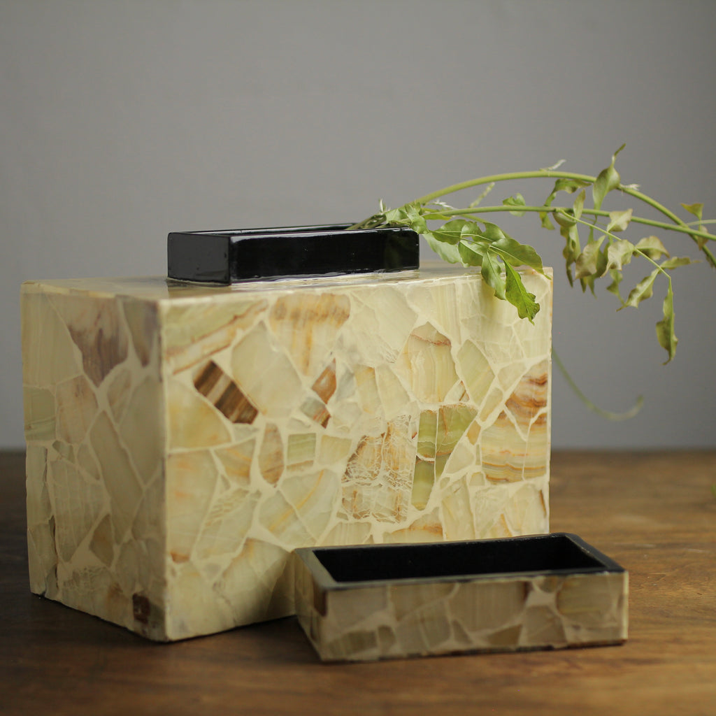 Mosaic-Style Stone Inlay Decorative Box