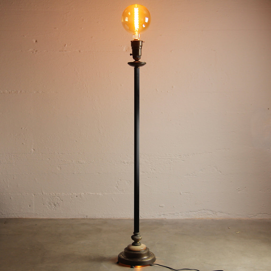 Early 20th Century Art Deco Mogul Torchiere Floor Lamp with Alabaster Nighlight Base