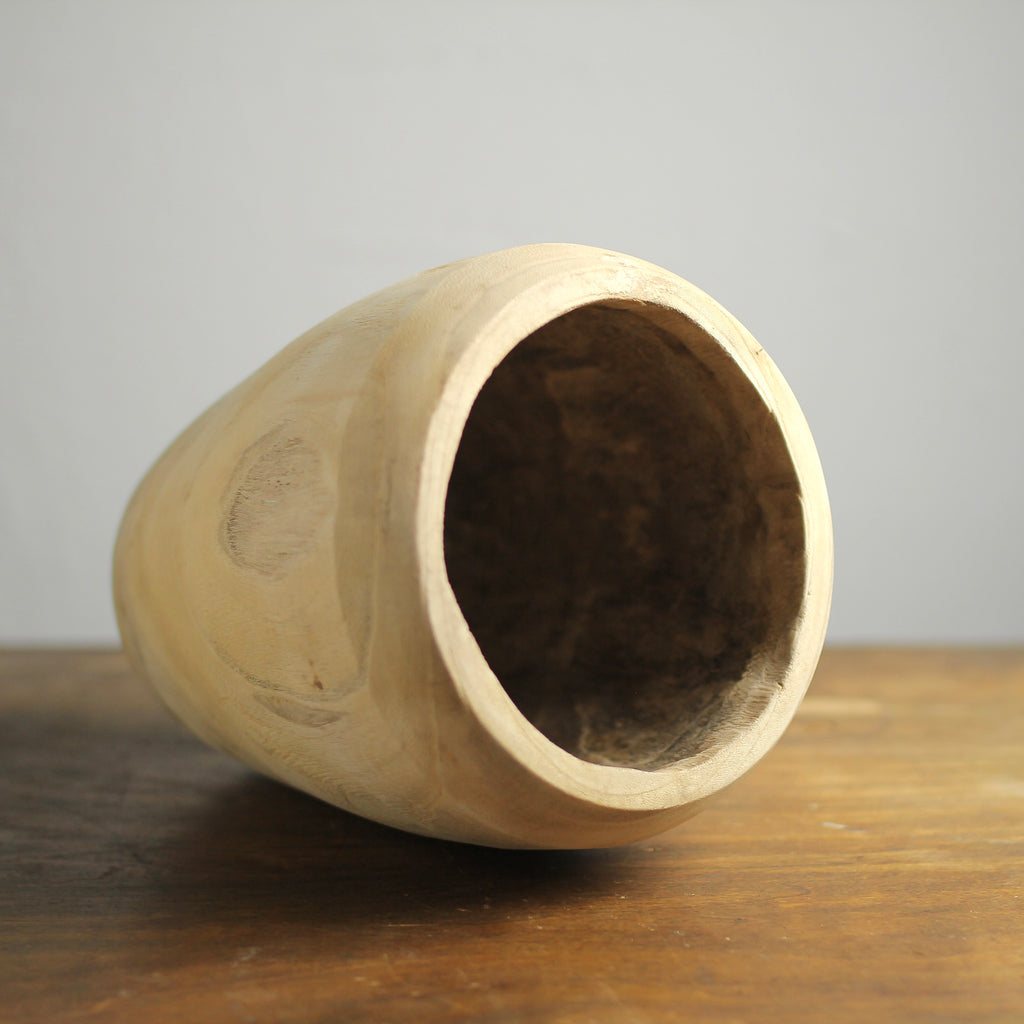 Handcrafted Rustic Solid Wood Table Vase