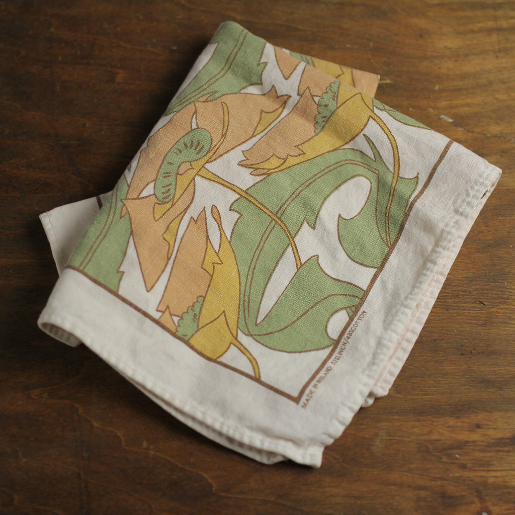 Vintage Art Nouveau Cotton Bar / Tea Towel, Ireland (c. 1960s)