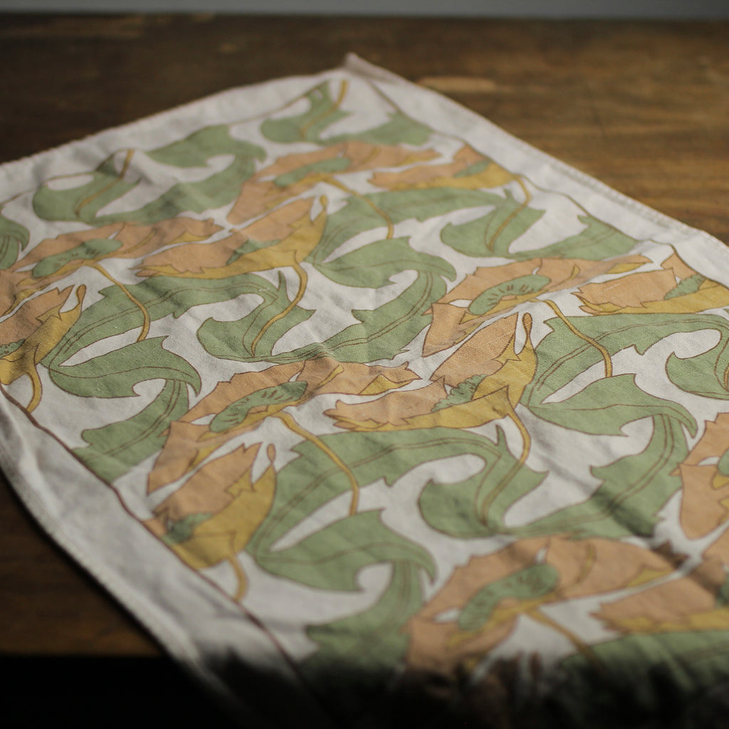 Vintage Art Nouveau Cotton Bar / Tea Towel, Ireland (c. 1960s)