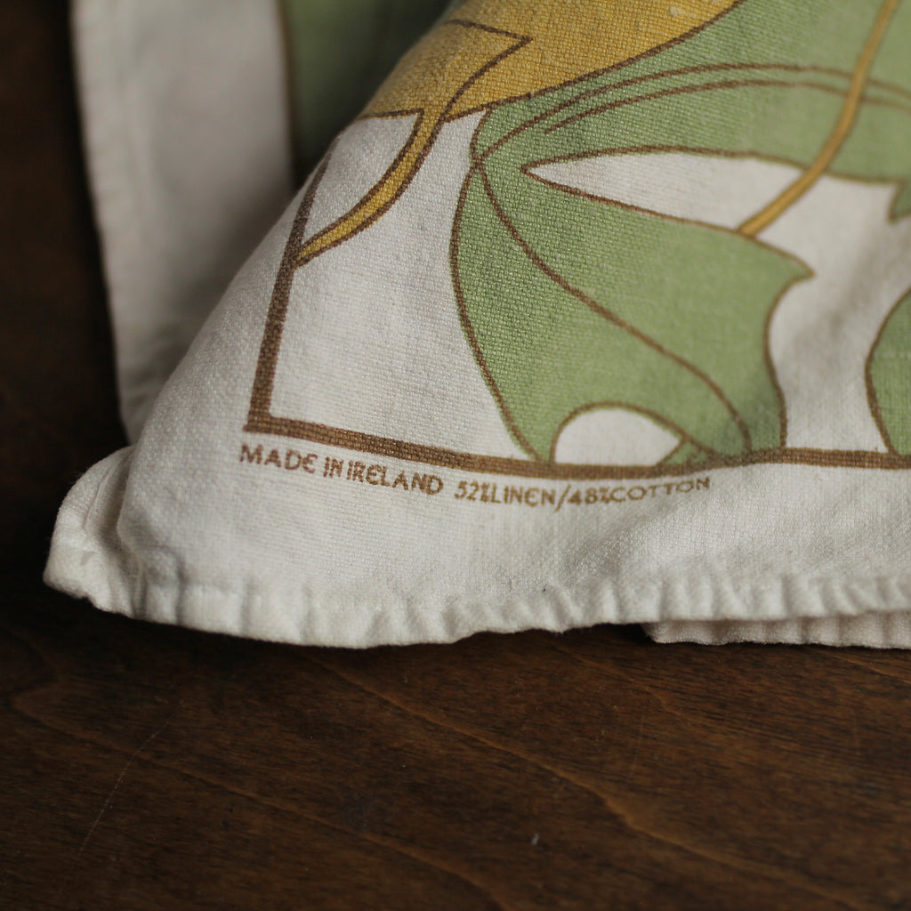 Vintage Art Nouveau Cotton Bar / Tea Towel, Ireland (c. 1960s)