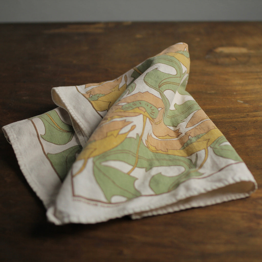 Vintage Art Nouveau Cotton Bar / Tea Towel, Ireland (c. 1960s)