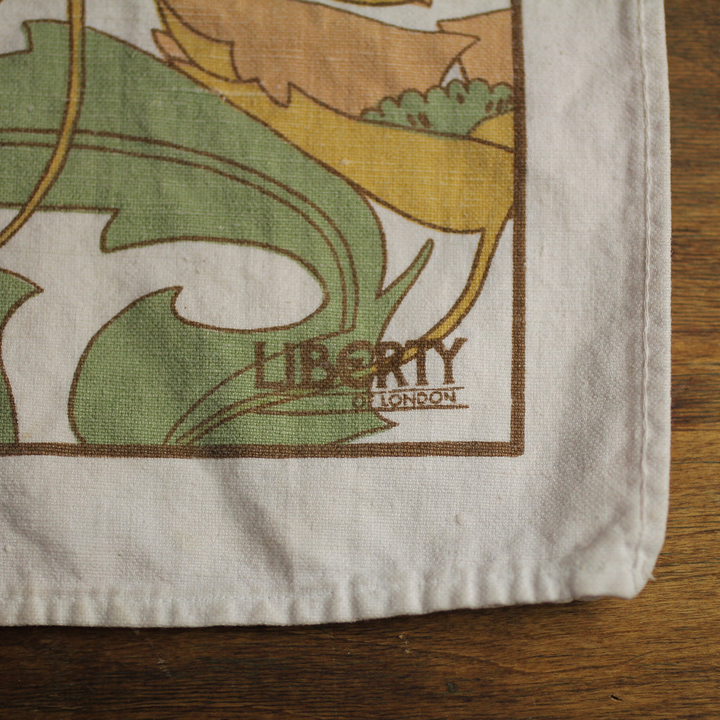 Vintage Art Nouveau Cotton Bar / Tea Towel, Ireland (c. 1960s)