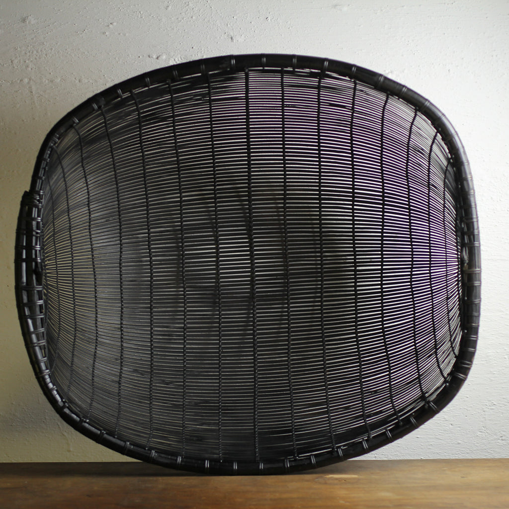 Vintage Black Hand-Woven Chinese Harvest Basket