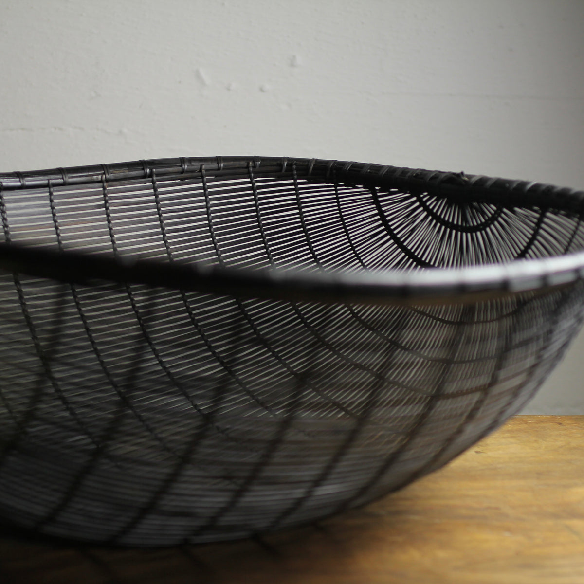 Vintage Black Hand-Woven Chinese Harvest Basket