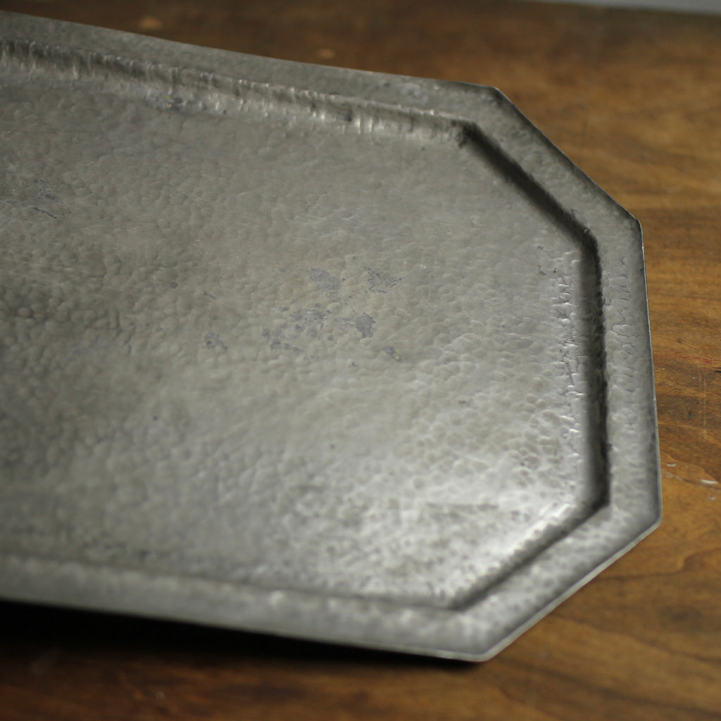 Vintage Octagonal Hammered Pewter Serving Tray