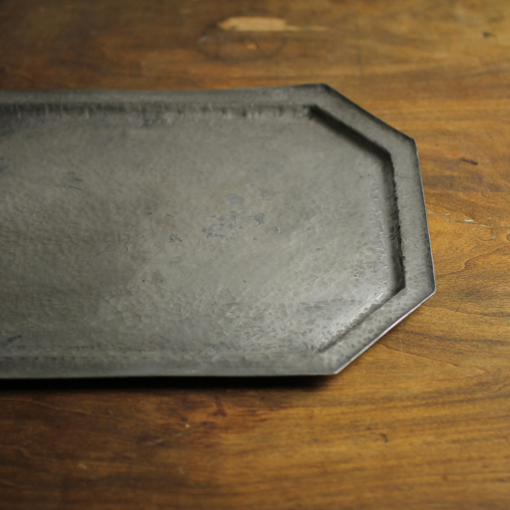 Vintage Octagonal Hammered Pewter Serving Tray