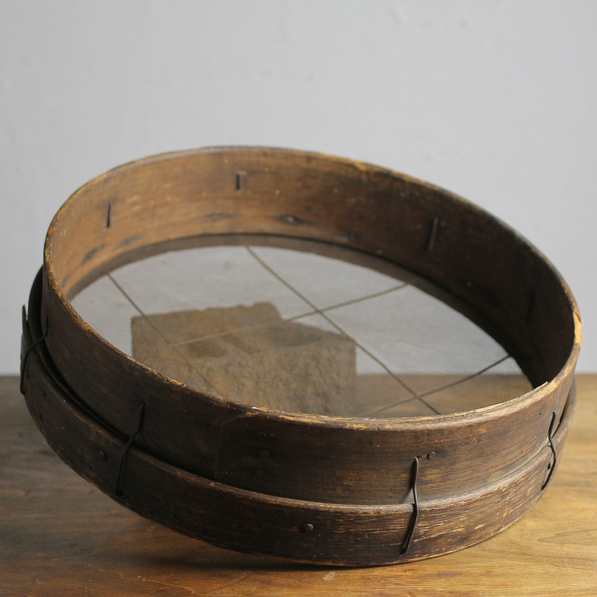 Antique Primitive Brentwood Grain Sieve, Early 20th Century