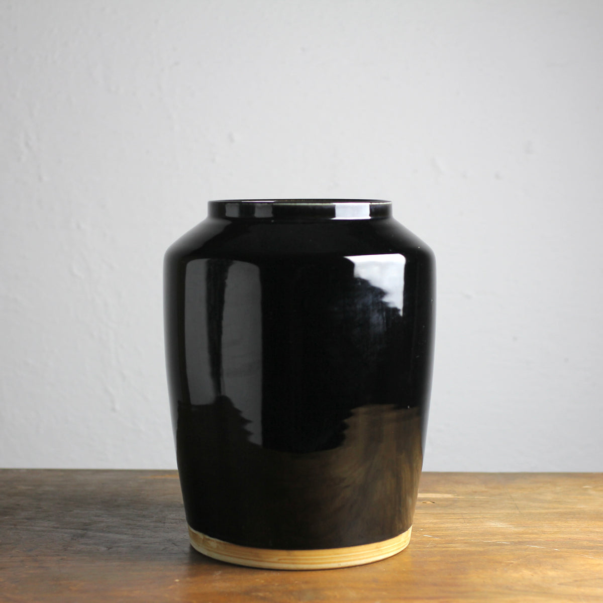 Large Artisan Vintage Glazed Obsidian Vase