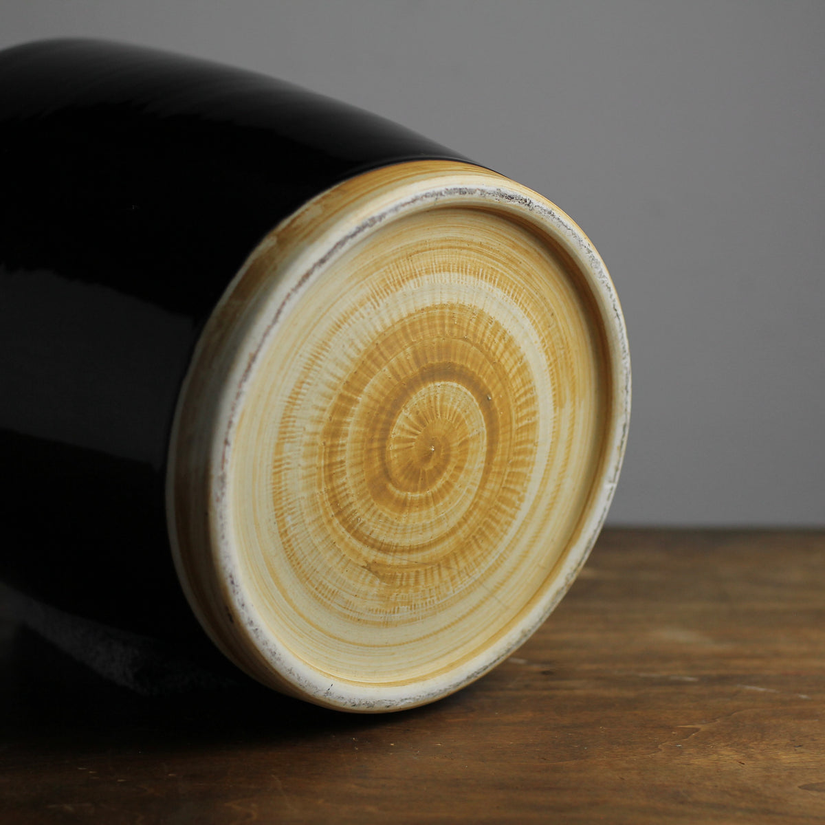 Large Artisan Vintage Glazed Obsidian Vase