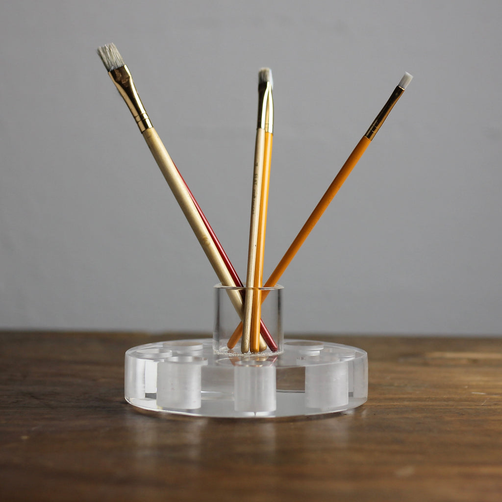 Vintage Clear Plexiglass Makeup Holder, 1960s