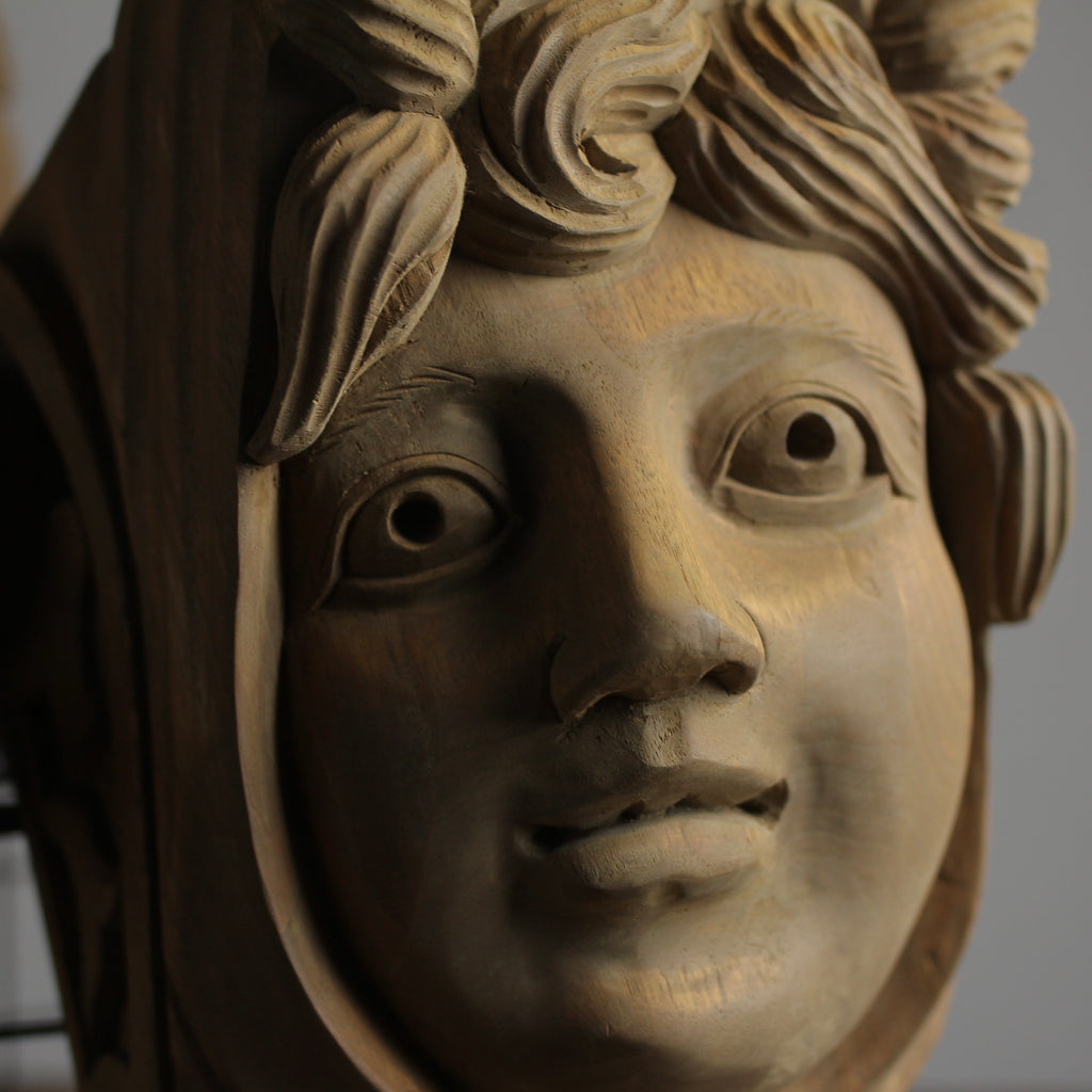 Set of Hand-Carved Wooden Ship Figurehead Corbels