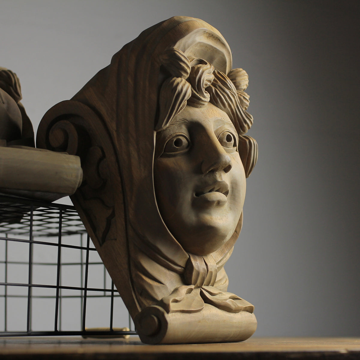Set of Hand-Carved Wooden Ship Figurehead Corbels