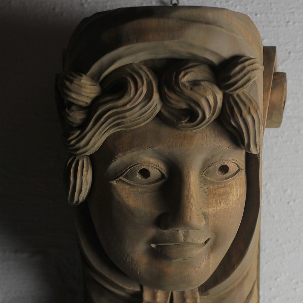 Set of Hand-Carved Wooden Ship Figurehead Corbels