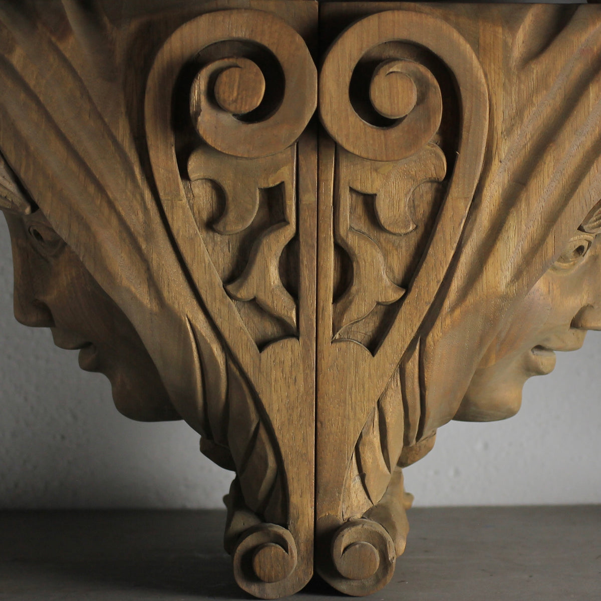 Set of Hand-Carved Wooden Ship Figurehead Corbels