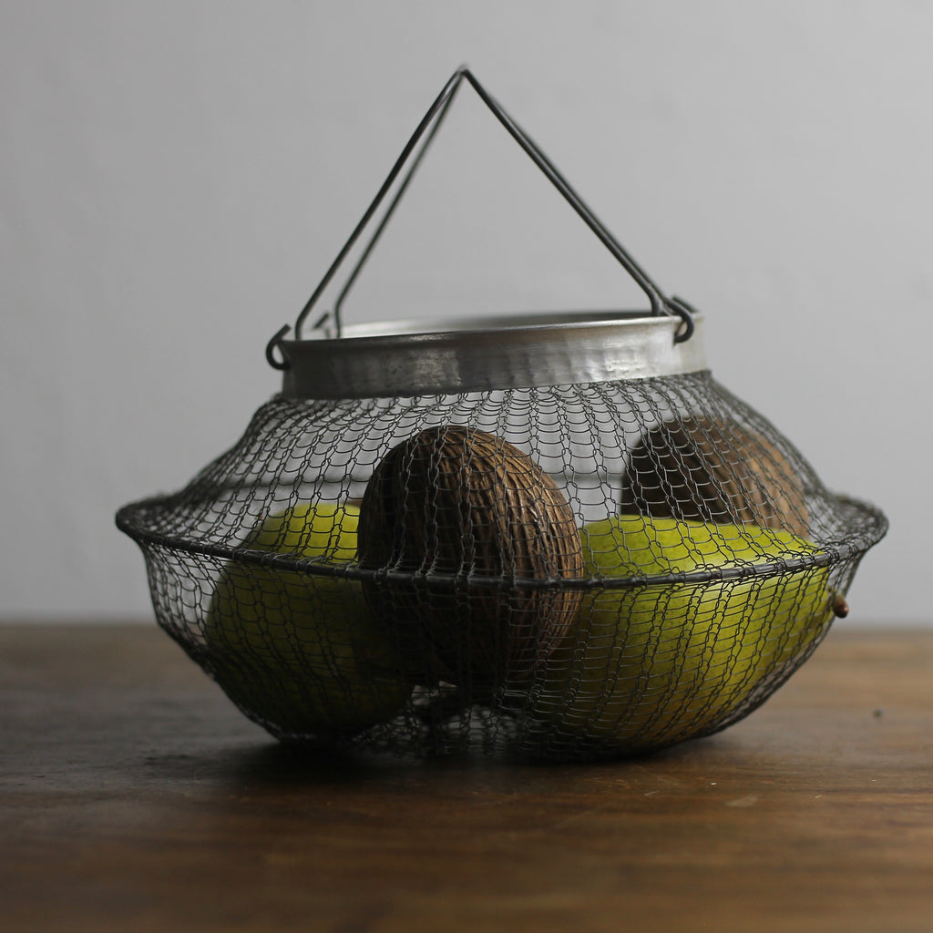 Vintage Italian Collapsible Wire Mesh Kitchen Basket