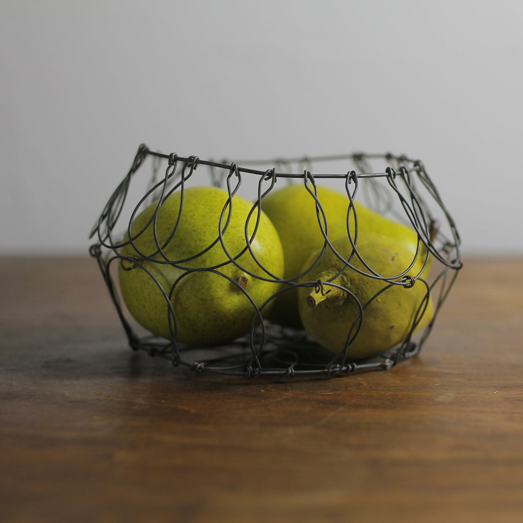 Vintage French "Fil-de-Fer" Collapsible Wire Egg / Harvest Basket