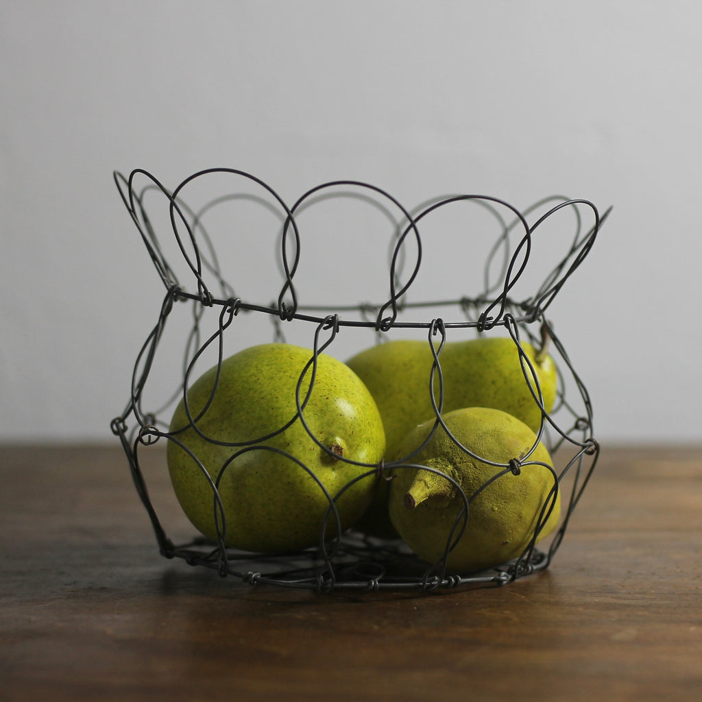 Vintage French "Fil-de-Fer" Collapsible Wire Egg / Harvest Basket