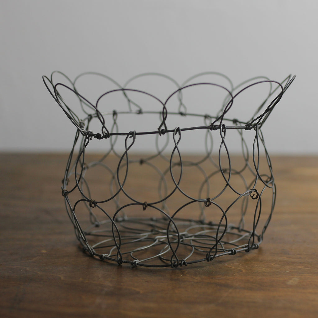 Vintage French "Fil-de-Fer" Collapsible Wire Egg / Harvest Basket