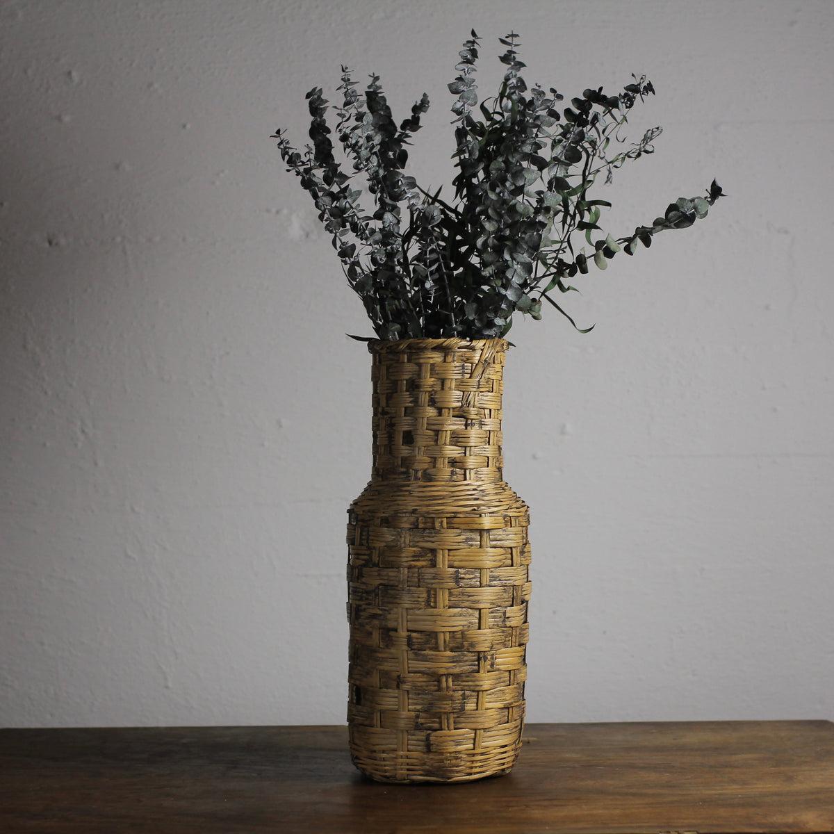 Vintage Wicker Basket Vase