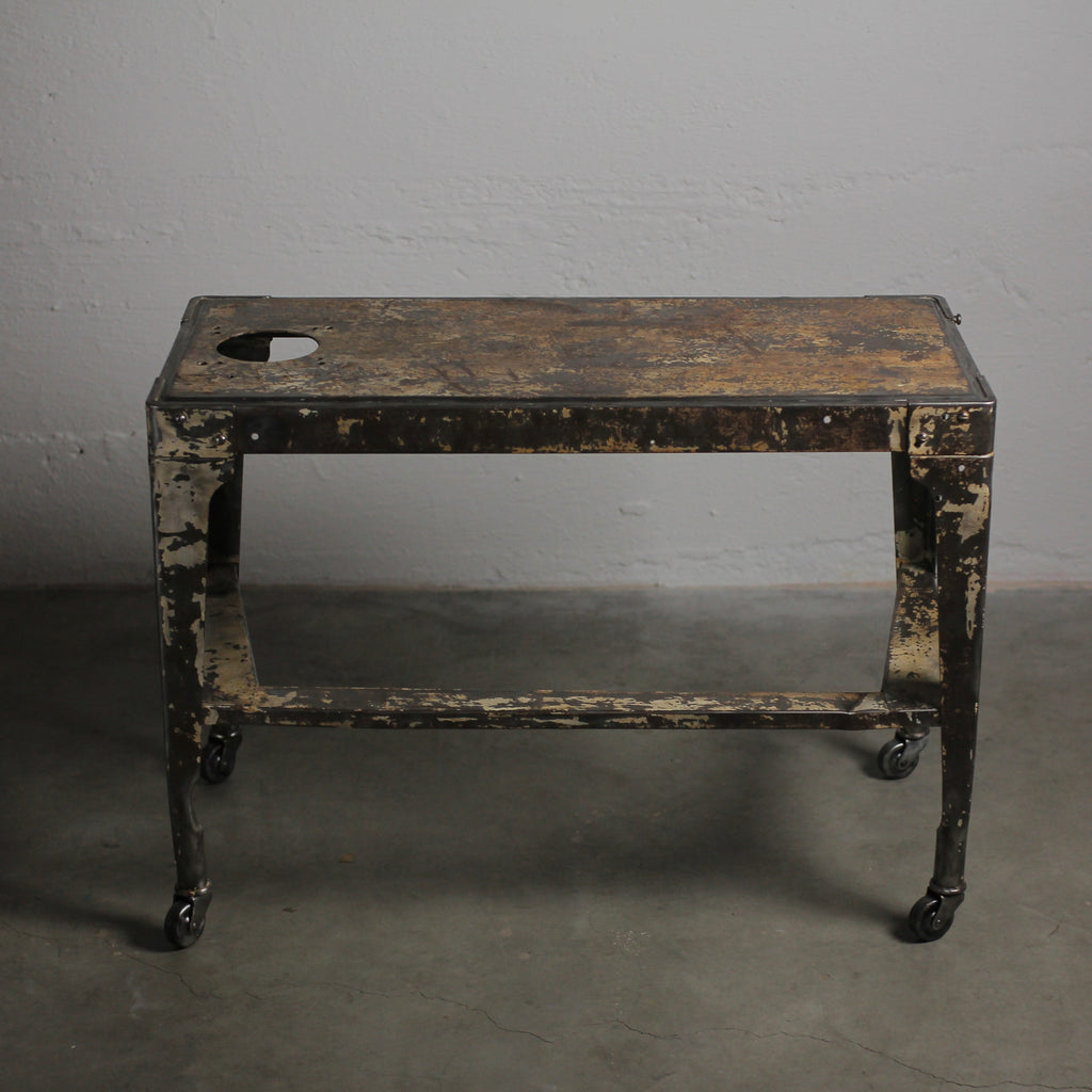 Vintage Rolling Steel Industrial Machine Table
