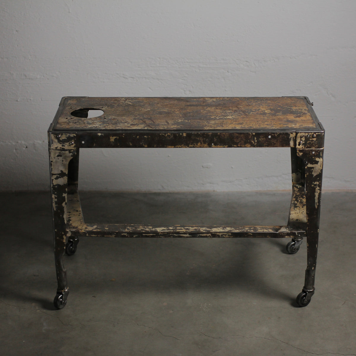 Vintage Rolling Steel Industrial Machine Table