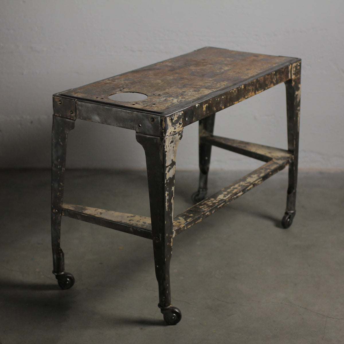 Vintage Rolling Steel Industrial Machine Table