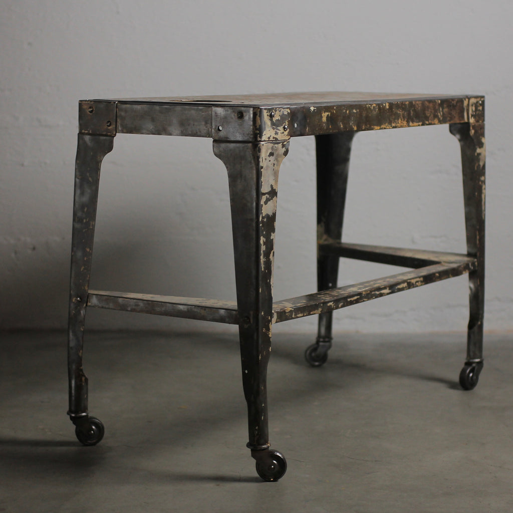 Vintage Rolling Steel Industrial Machine Table