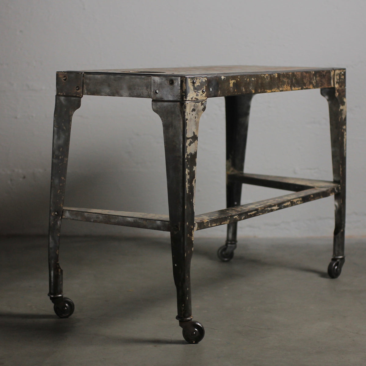 Vintage Rolling Steel Industrial Machine Table