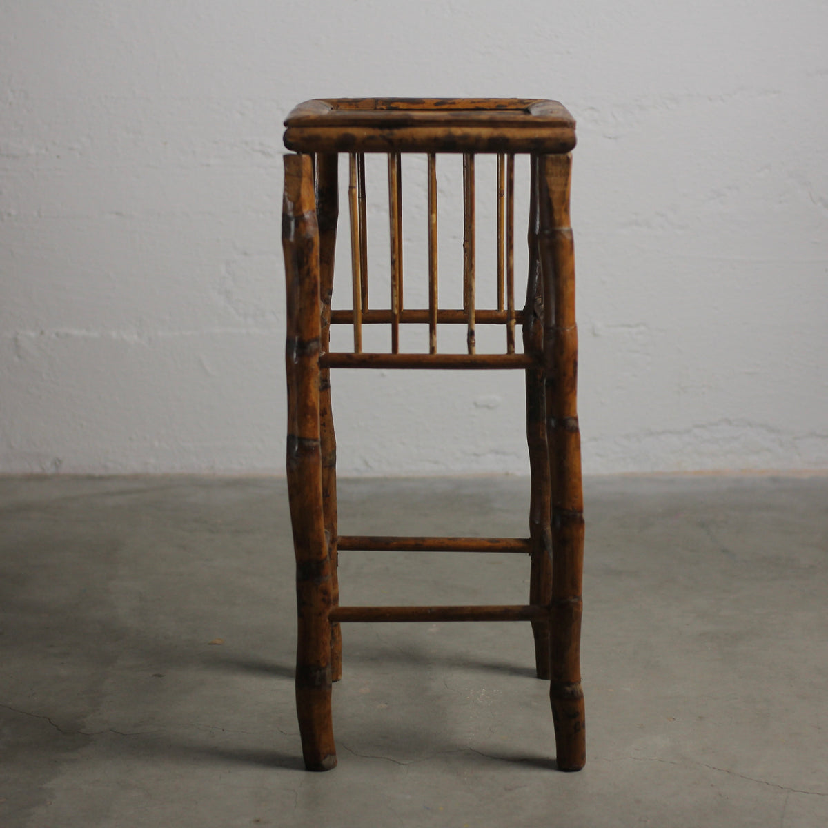 Vintage Rattan and Tortoiseshell Bamboo Plant Stand