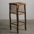 Vintage Rattan and Tortoiseshell Bamboo Plant Stand