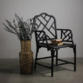 Black Chippendale-Style Chinese Faux Bamboo Chair